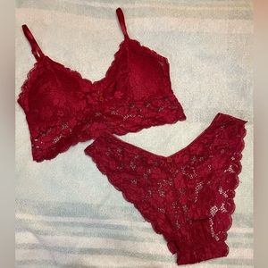 SHEIN dark red floral lace lingerie